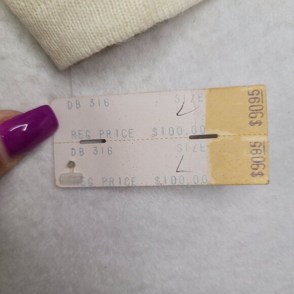 Robert Scott Seed Pearl Beaded Crochet Cardigan Large Ivory Lambswool Acrylic - Picture 9 of 10